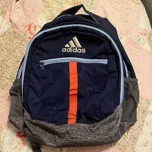 Adidas Navy and Gray Backpack with Red Stripe